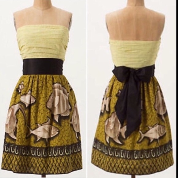 Anthropologie Dresses & Skirts - Anthropologie Strapless Dress with Fish Motif